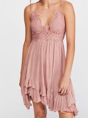 Free People Blush Lace-Trim Mini Dress size small 4 units